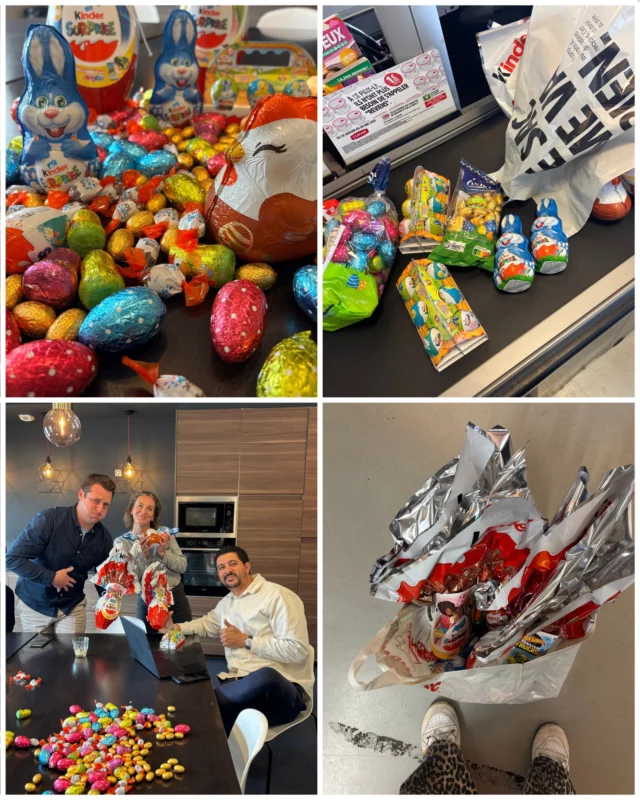 Surprise de Pâques ! 🐣
Juliette, notre chargée de communication, a organisé une chasse aux œufs surprise dans les bureaux de Jean Jaurès pour les équipes de Capital In Fine et ABCmonTo !

Pendant la réunion mensuelle des deux équipes, elle a discrètement caché des chocolats un peu partout… et lancé le défi : 5 minutes top chrono pour les retrouver !

Résultats : un moment de rire, de cohésion, d'esprit d’équipe et une bonne dose de gourmandise !

Des petites attentions qui font la différence :)

Vous pouvez retrouvez la vidéo de la chasse aux œufs sur le compte Facebook et Instagram d’ABCmonTo

PS : nos courtiers sont de grands enfants